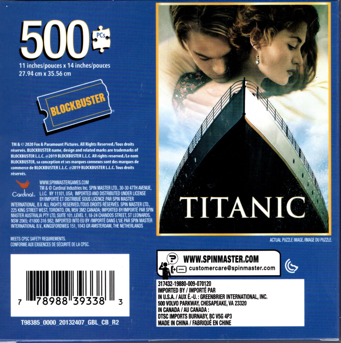 Titanic 500 Piece Puzzle Blockbuster 11 x 14